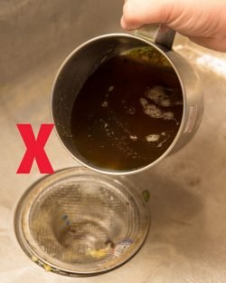 Draing grease into the sink